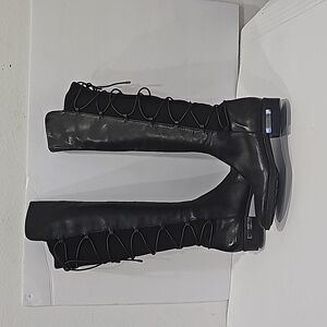 Vince Camuto Parle Over the Knee Black Boots Leather stretch Size 7.5